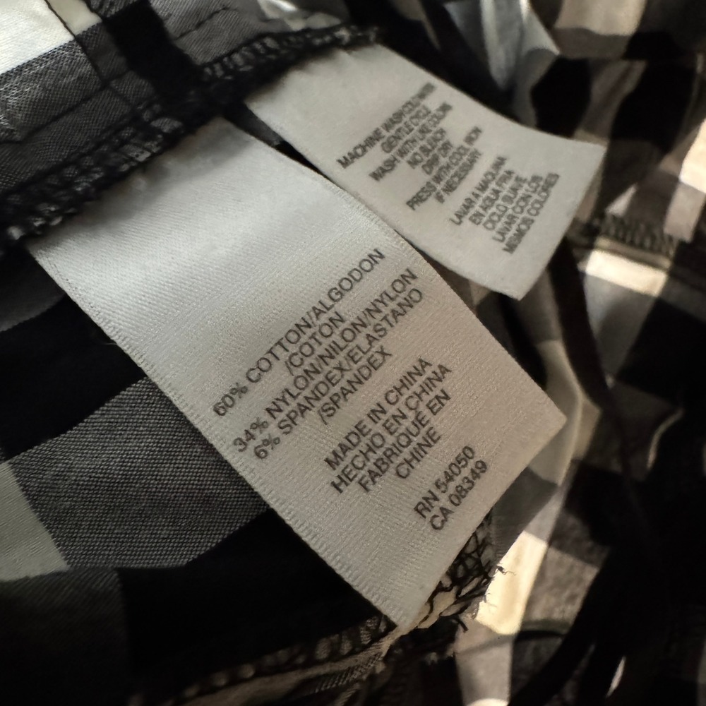 Evan-Picone Petite Black White Gingham Checkers Button Front Tie Back Dress 4P - Picture 4 of 7